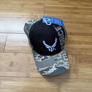 US Air Force Hat Cap USAF Digital Camo Black Snapback Adjustable Military NWT
